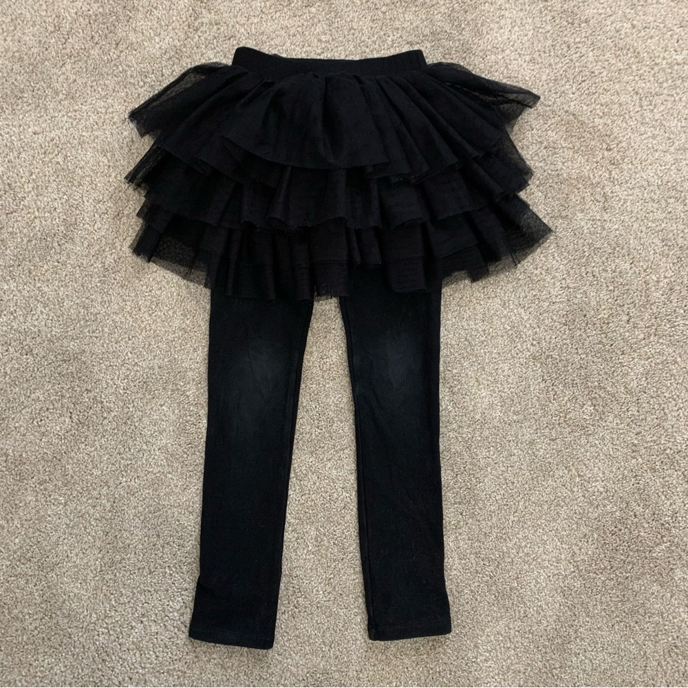 Made by Molly 5t Black Tulle Layered Skirt Leggings for Kids